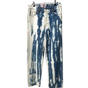 REVICE Bleach Dyed Denim Jeans High Rise Straight Leg Blue/Cream-26~ orig. $98!
